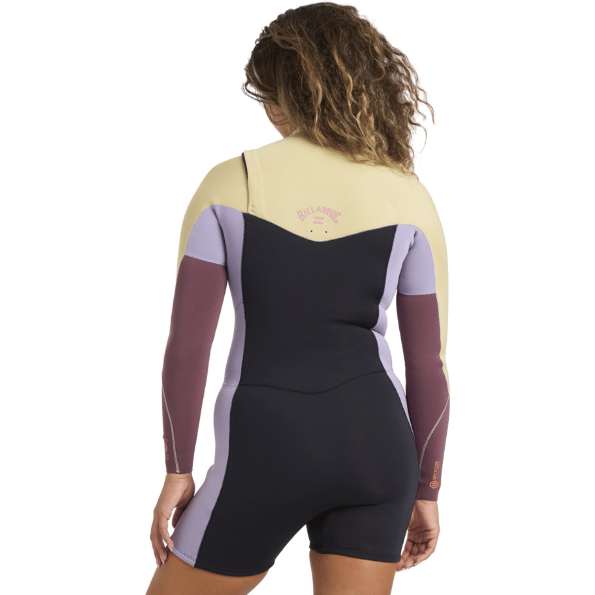 2026 Billabong Dames Synergy Natural 2mm Lange Mouwen Borst Ritssluiting Lentepak Wetsuit 24BW193513 - Grey Violet
